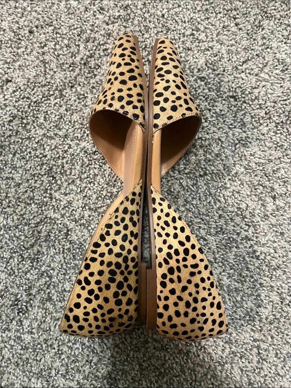 J. Crew Tan and Black Cheetah-Print Pointed-Toe Flats
